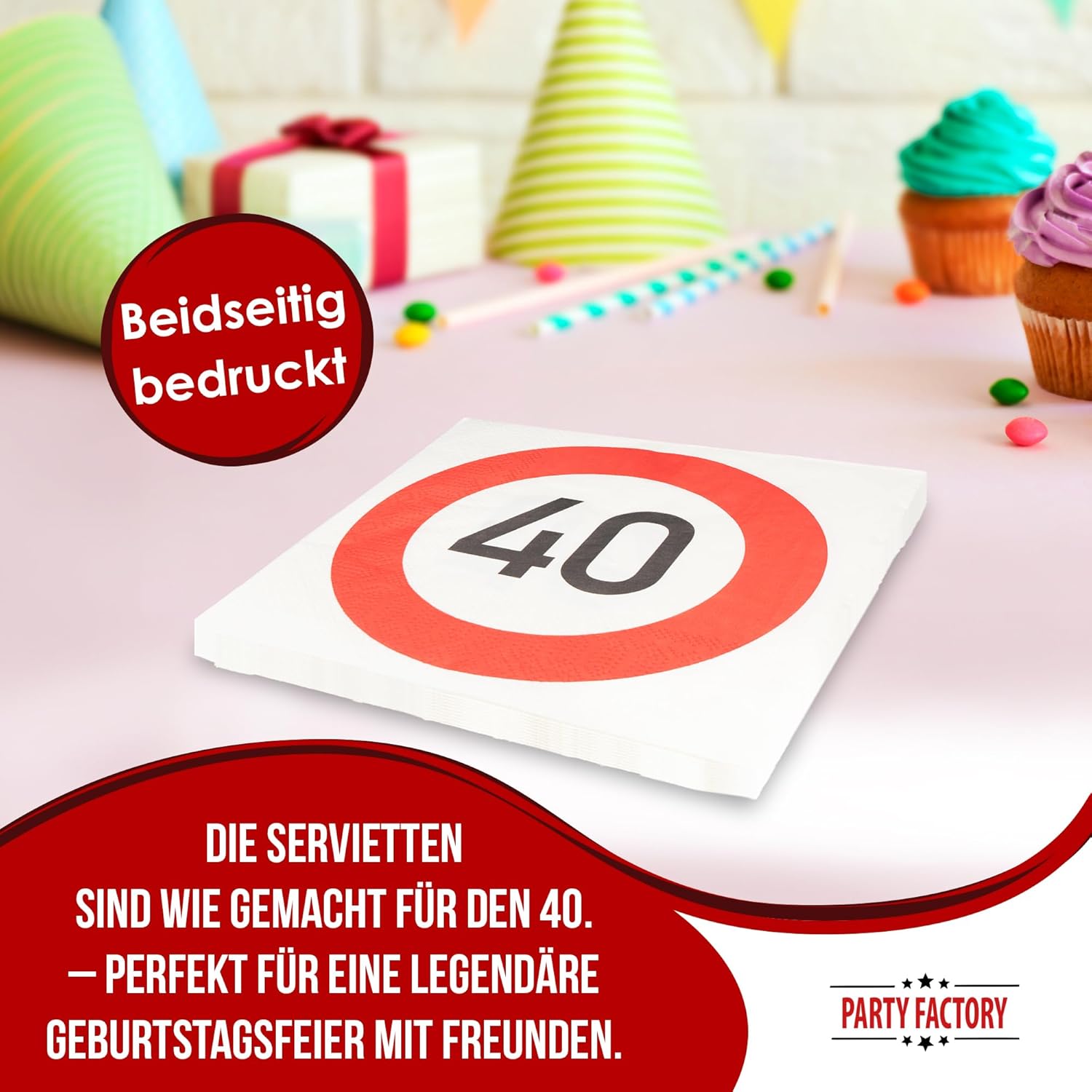 Happy Birthday 40 napkins 3-ply 20s 3
