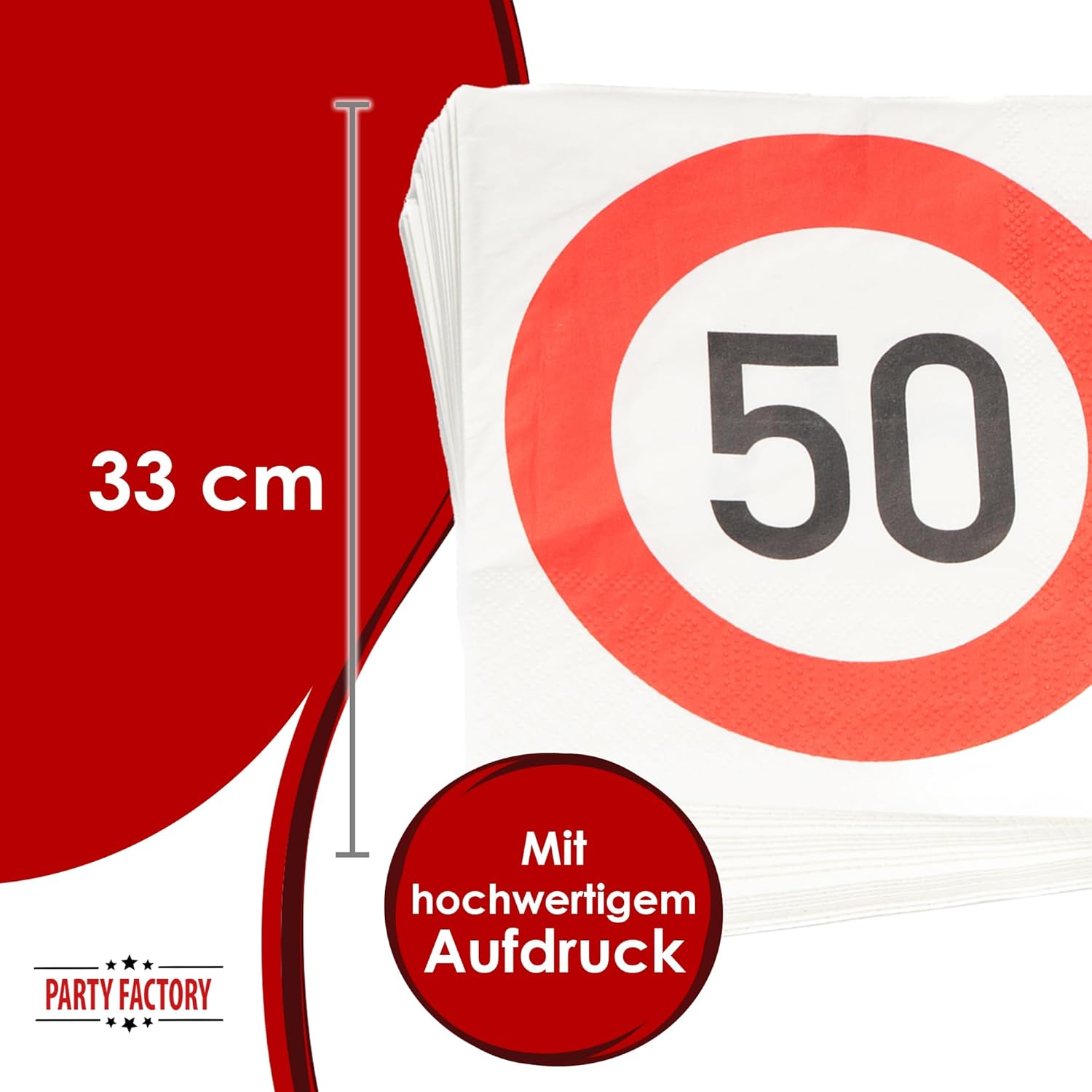 Happy Birthday 50 Servietten 3-lagig 20er 2