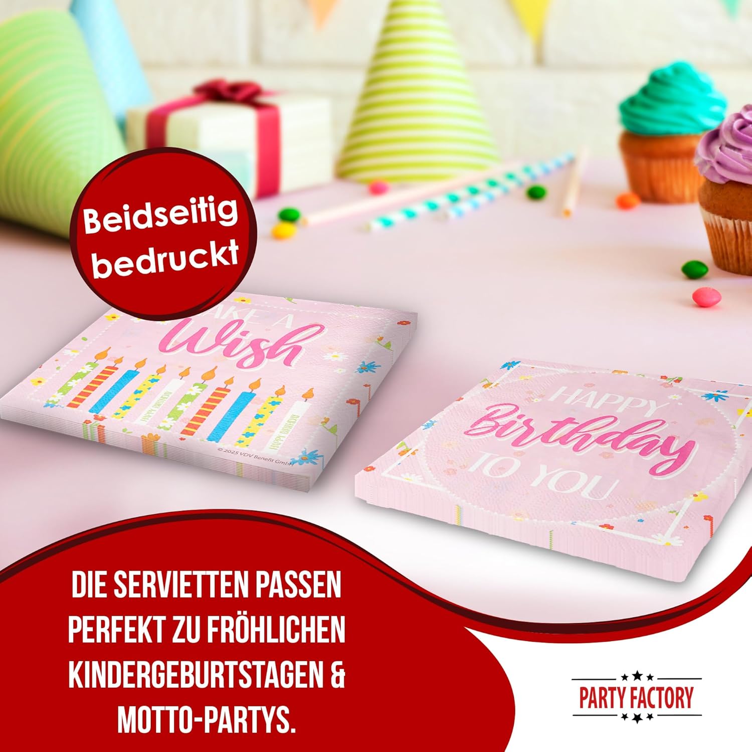 Happy Birthday Pink Napkins 3-ply 20s 10
