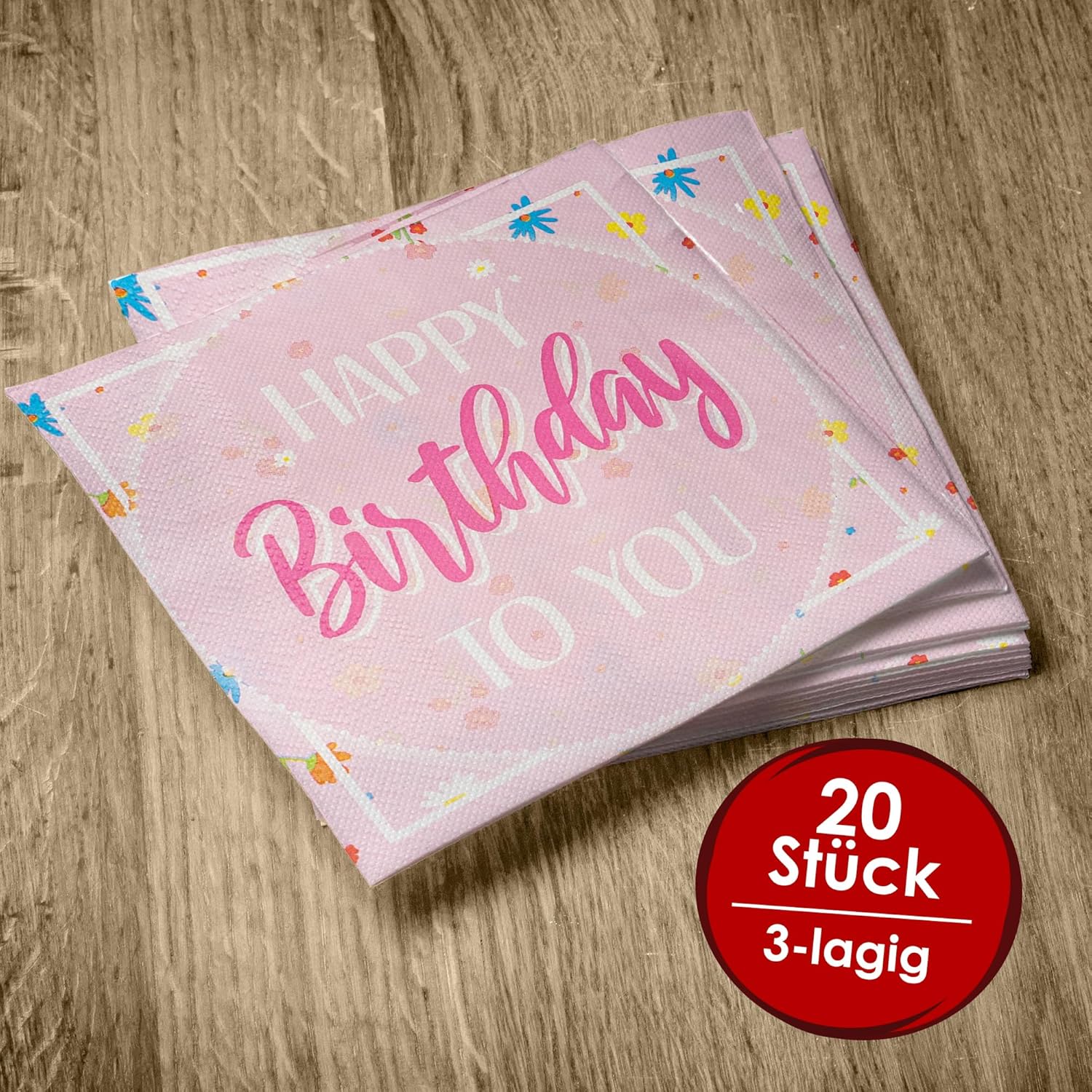 Happy Birthday Pink Napkins 3-ply 20s 11