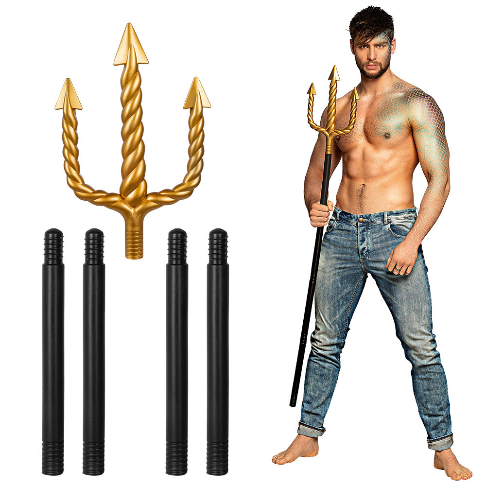 Neptune Trident 5-piece 138 cm – golden fork for costume carnival &amp; Mardi Gras