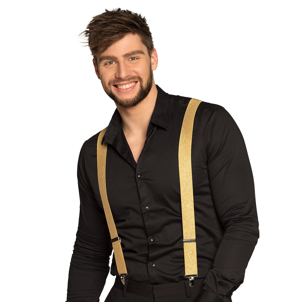 Gold suspenders – basic Y-shape, adjustable for men &amp; women, carnival party