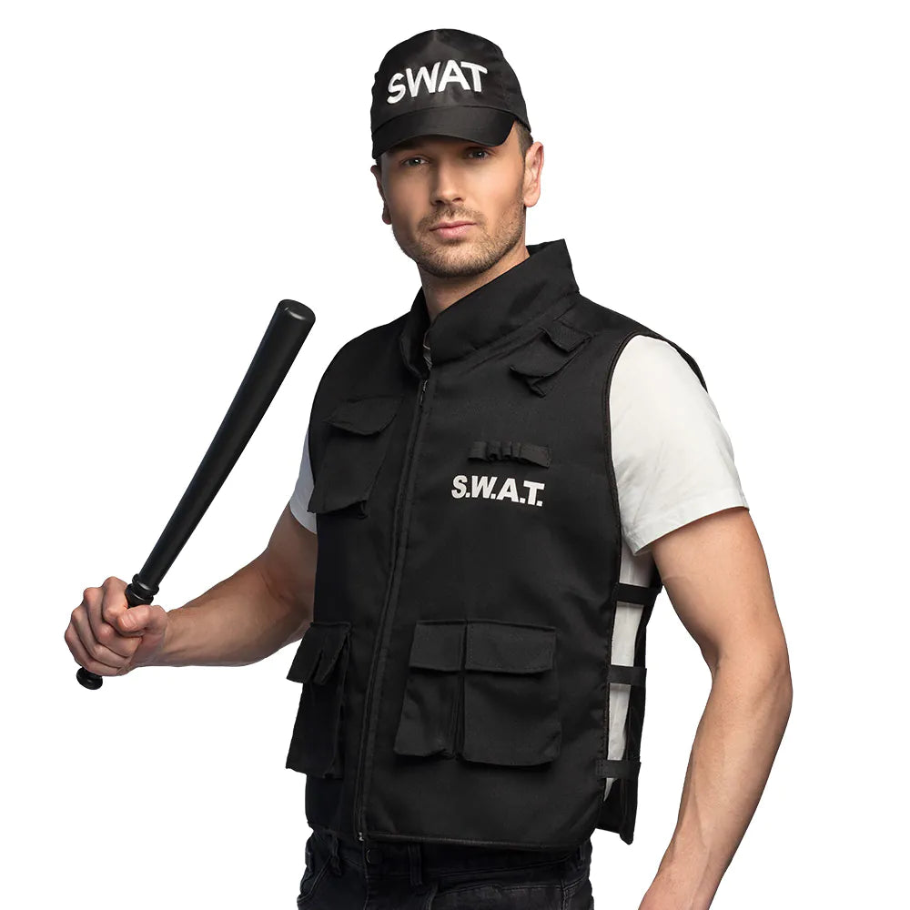 SWAT Vest for Men (L/XL) – Black tactical vest with pockets for police costume 2