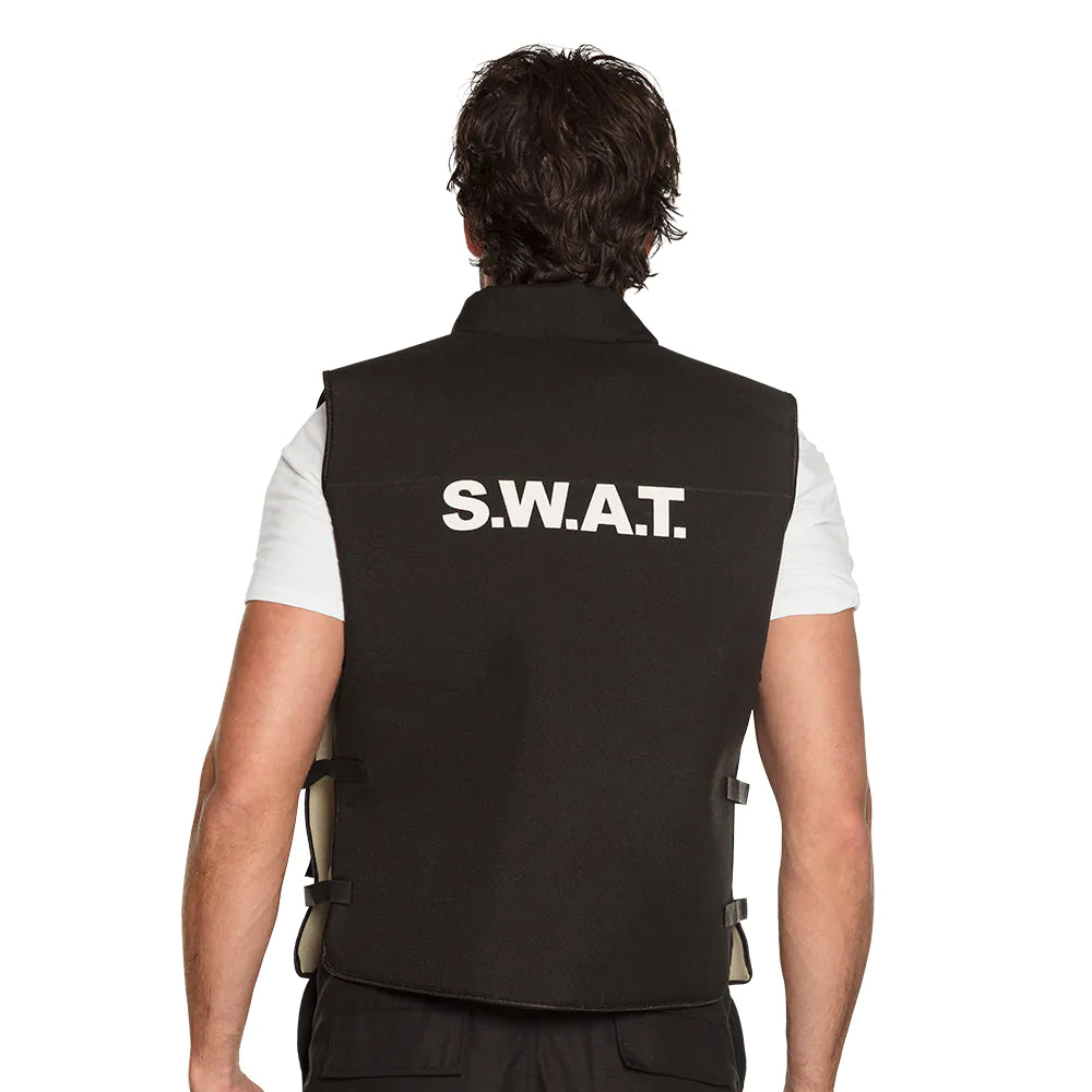 SWAT Vest for Men (L/XL) – Black tactical vest with pockets for police costume 3