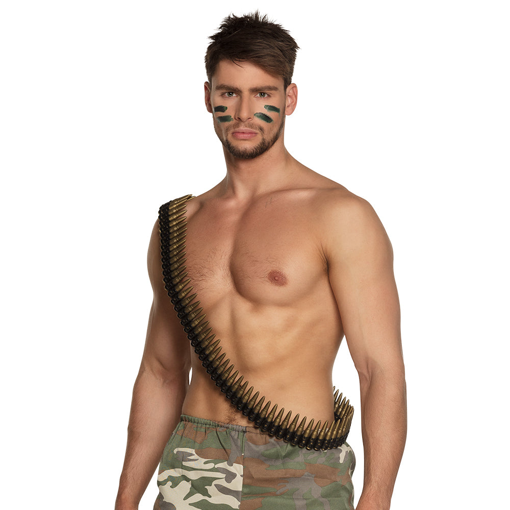 160 cm cartridge belt – ammunition belt for soldier, Rambo &amp; army costume carnival