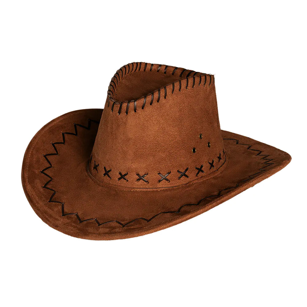 Cowboyhut Savanne braun – Kunstleder Hut mit Kordel für Western & Karneval 2