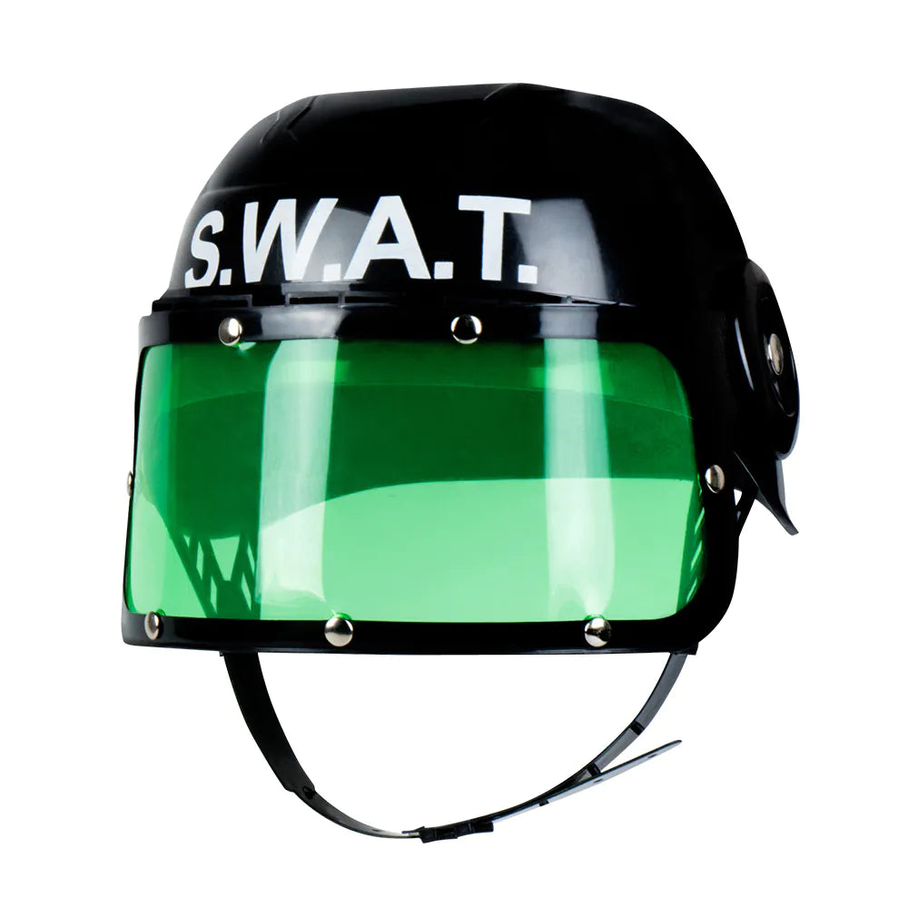Children's SWAT helmet – black police helmet with visor for carnival &amp; play 2