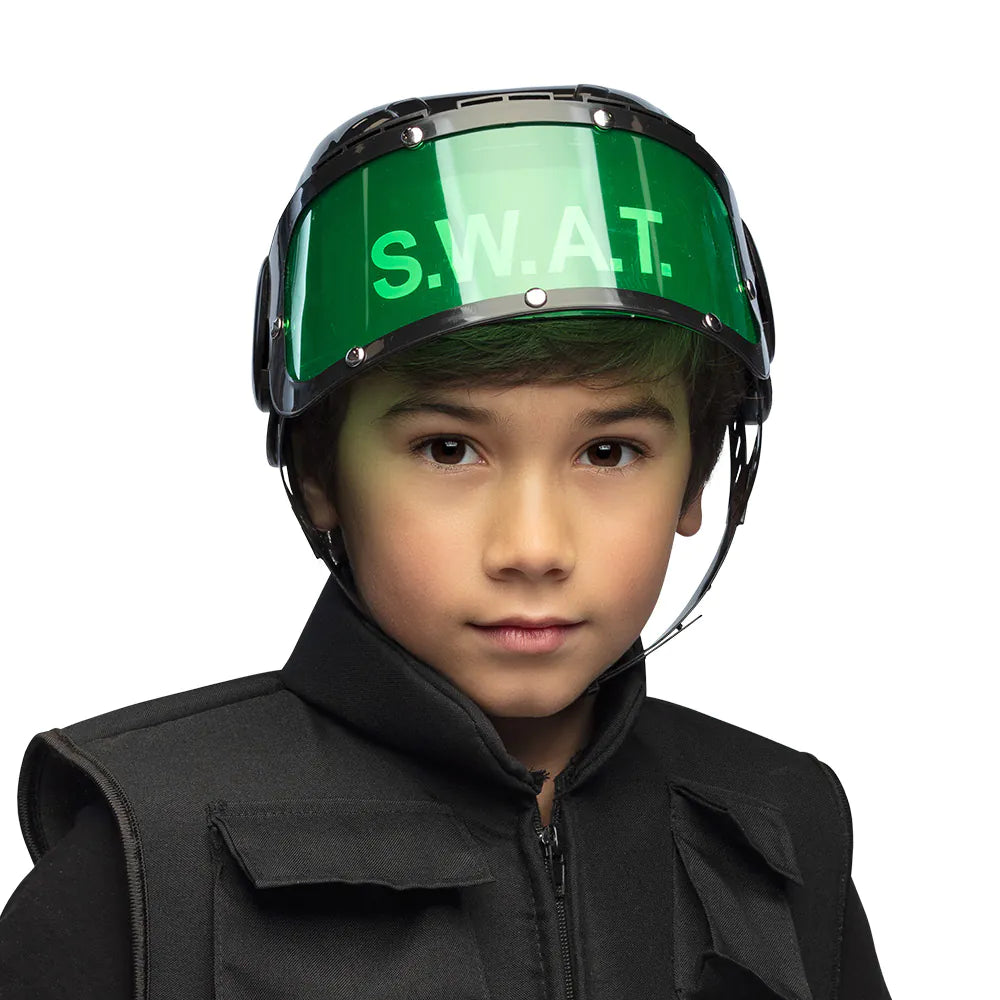 Children's SWAT helmet – black police helmet with visor for carnival &amp; play 3