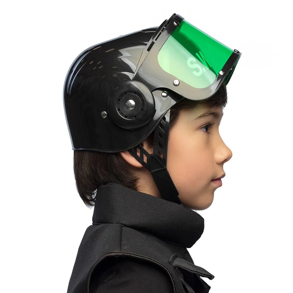 Children's SWAT helmet – black police helmet with visor for carnival &amp; play 4