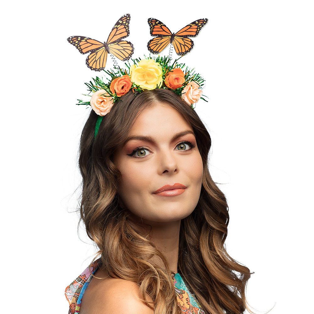 Diadem Schmetterling – Blumen-Haarreif mit Deko-Schmetterlingen für Frühling & Party