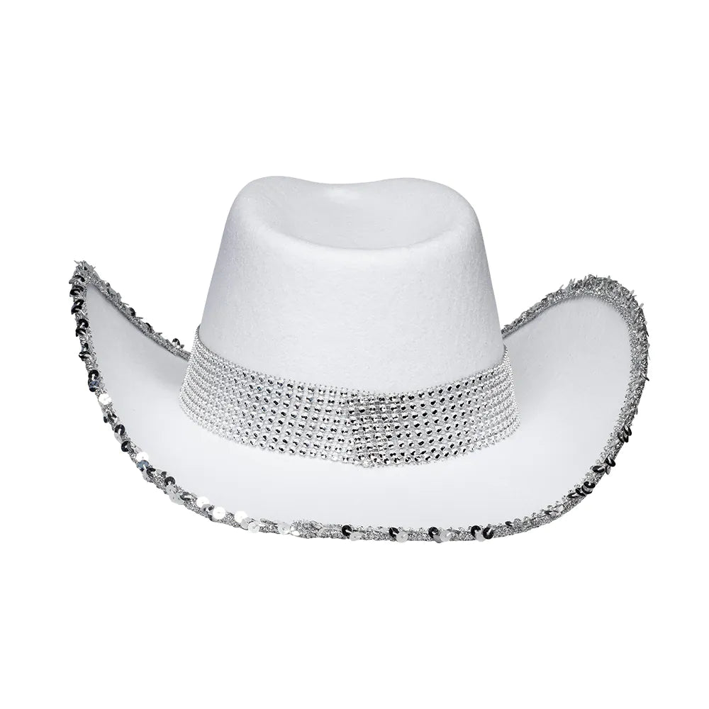 Bride Hut weiß – stylischer Cowboyhut mit Glitzer für JGA, Hochzeit & Party 5