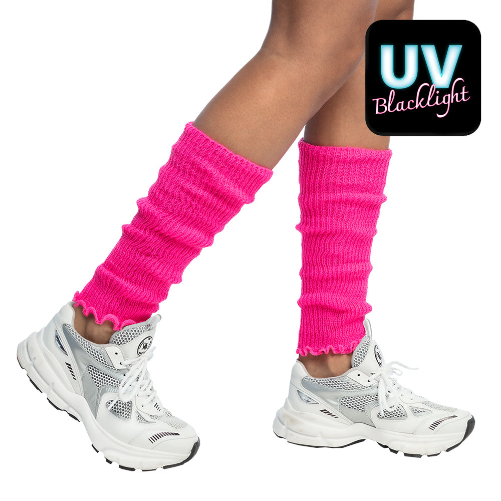 Paar Beinwärmer Stulpen Muster Auswahl Biene Maikäfer Regenbogen Neon-Pink UV 8
