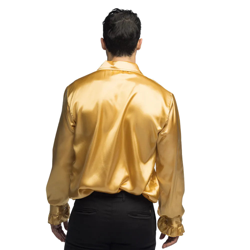 Party shirt, gold-colored shiny men's shirt in sizes M, L, XL, XXL with ruffles for disco, carnival, party 3