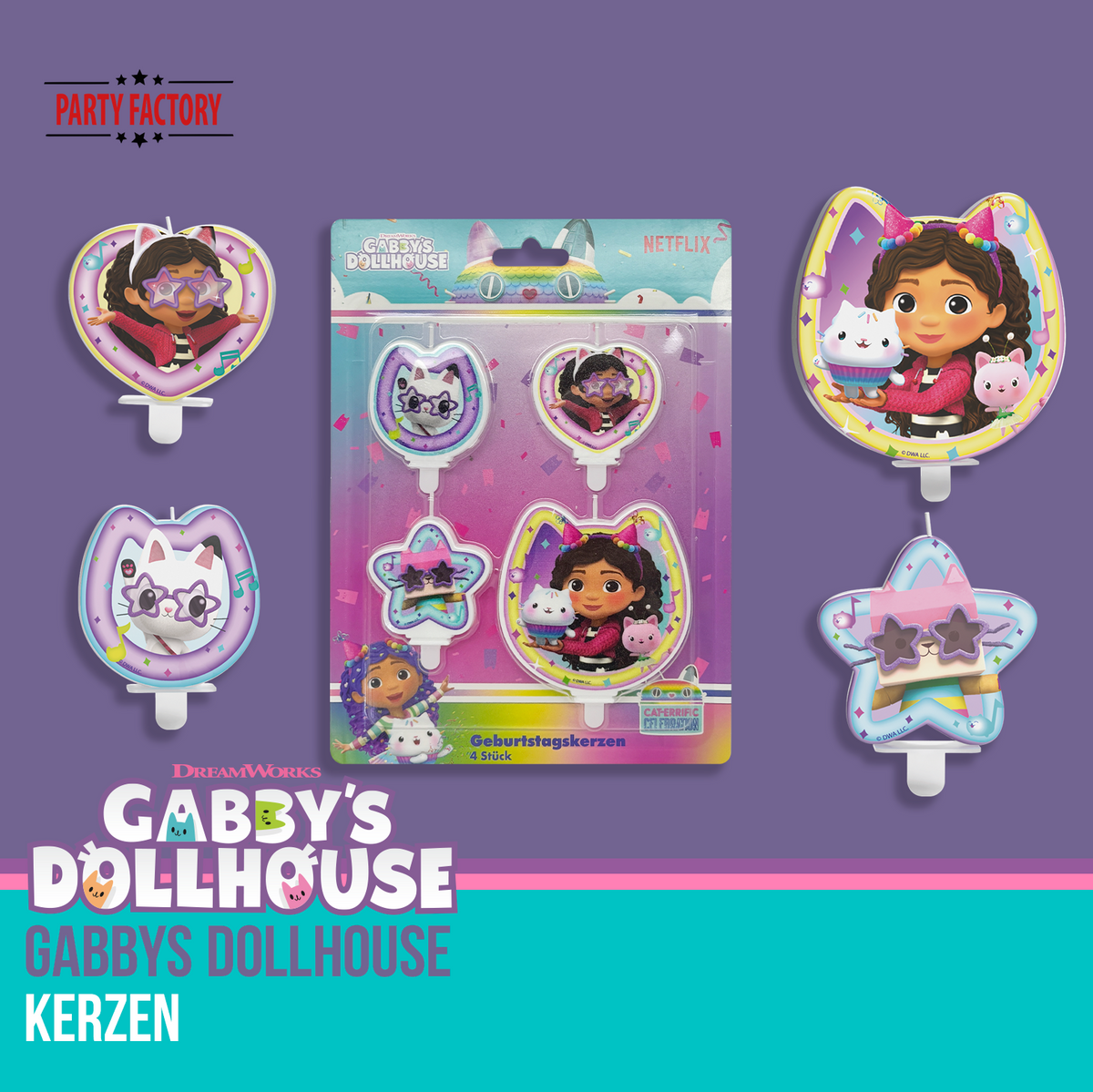 Gabby’s Dollhouse Geburtstagskerzen 4 Stück 4