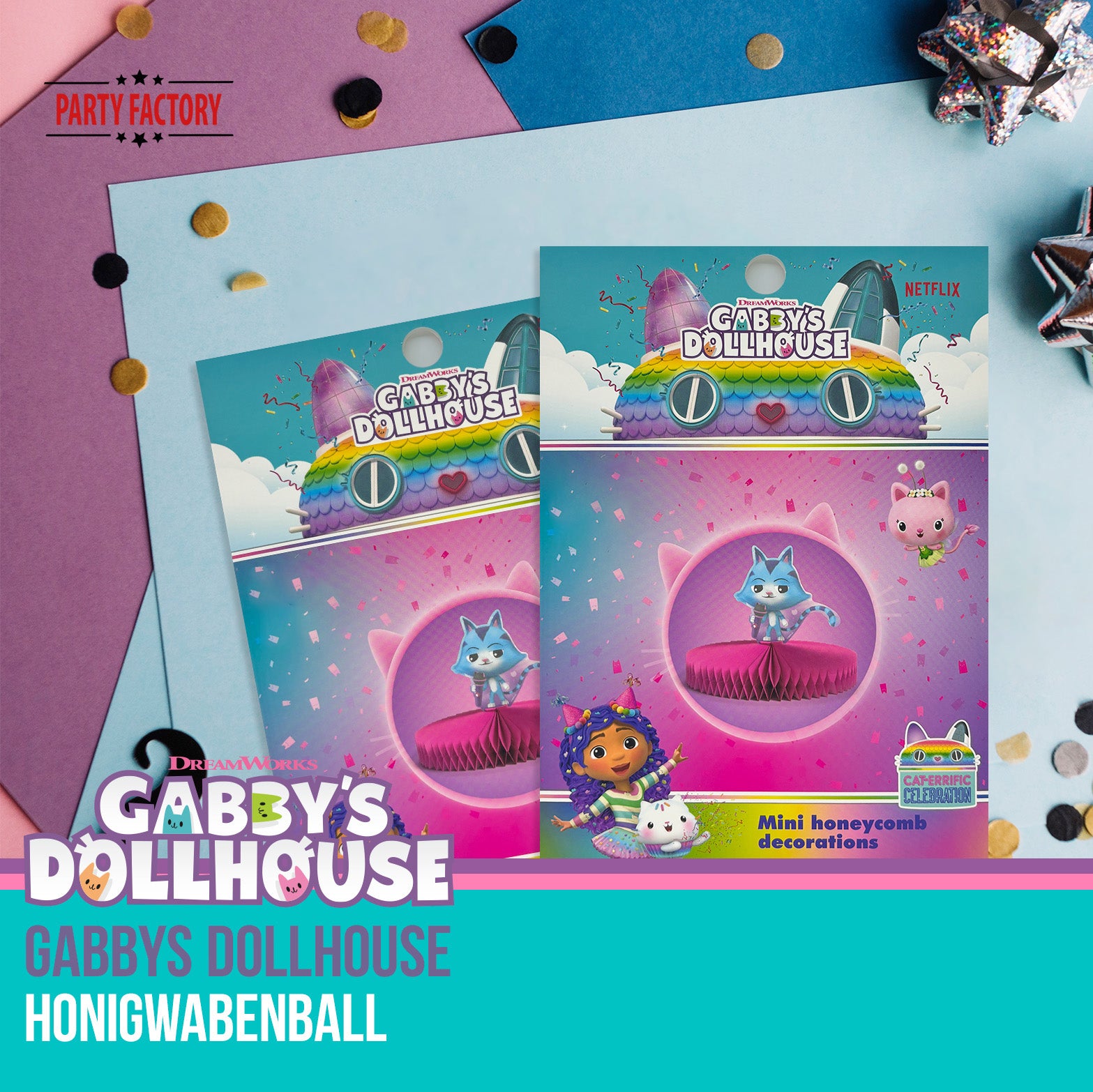 Gabby’s Dollhouse Honigwabenball Motiv 2 CatRat – Party Deko Kindergeburtstag 8