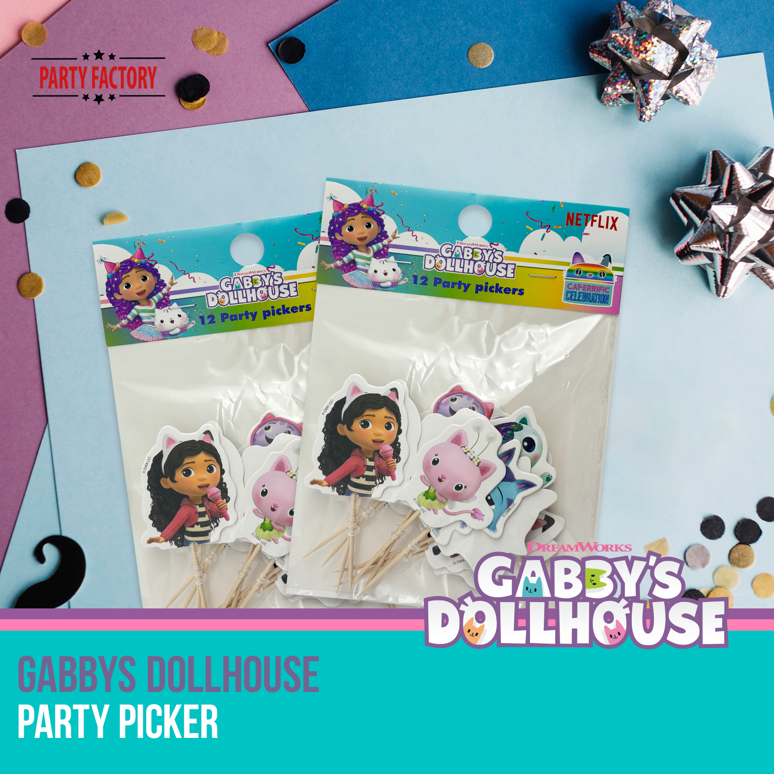 Gabby’s Dollhouse Party Picker 12 Stück – Deko Picker für Muffins & Snacks 6