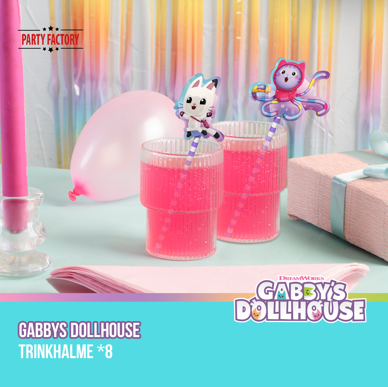 Gabby's Dollhouse Drinking Straws 8-pack 8