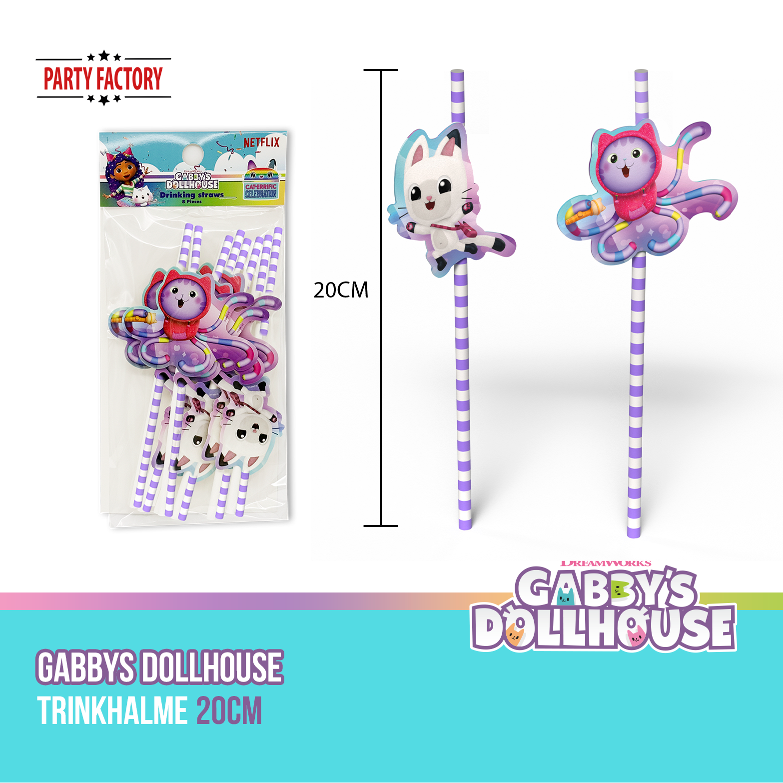 Gabby's Dollhouse Drinking Straws 8-pack 9