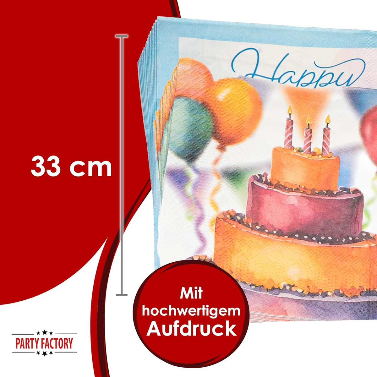 Happy Birthday Servietten Pastell Watercolor 3-lagig 20er 8