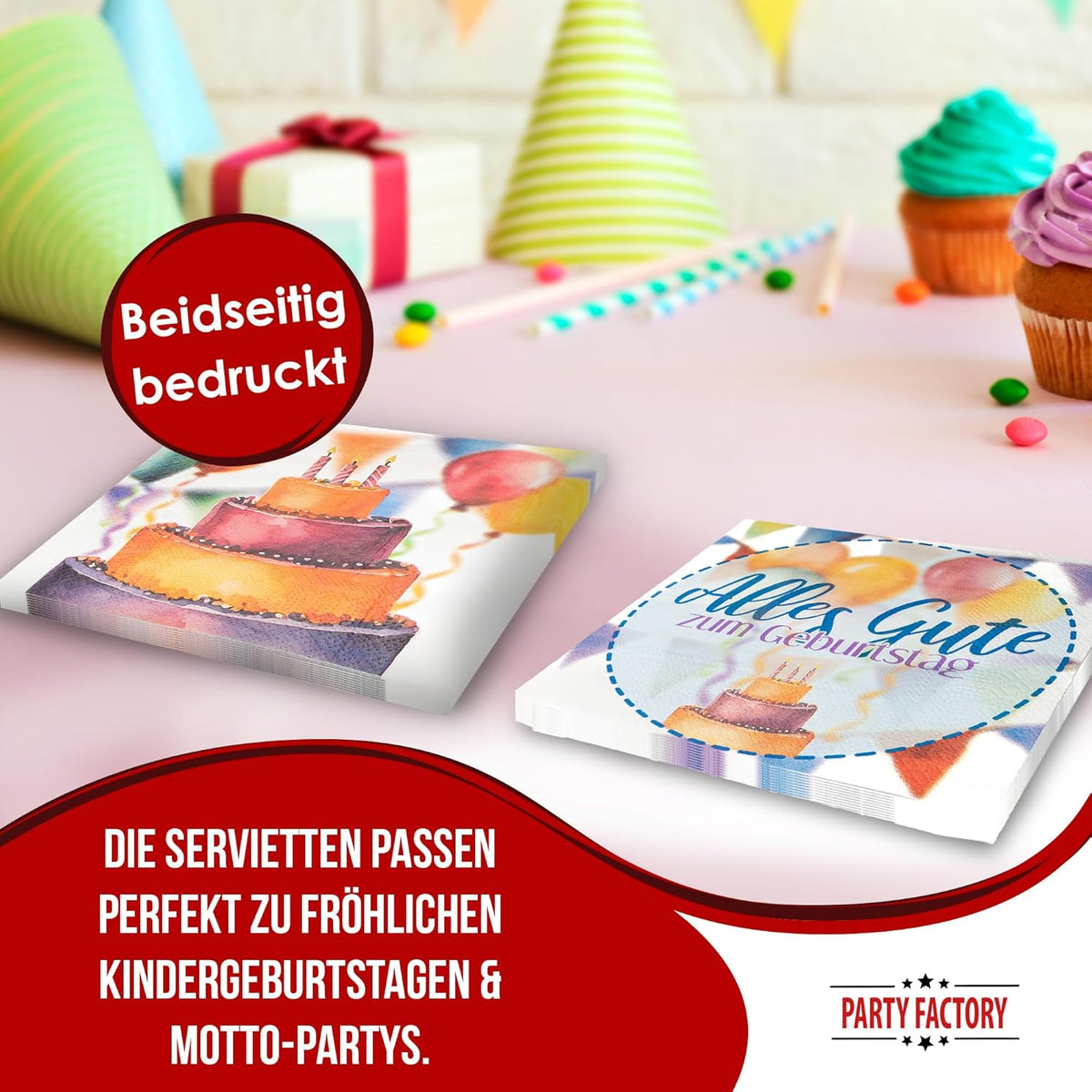 Happy Birthday Servietten Pastell Watercolor 3-lagig 20er 9