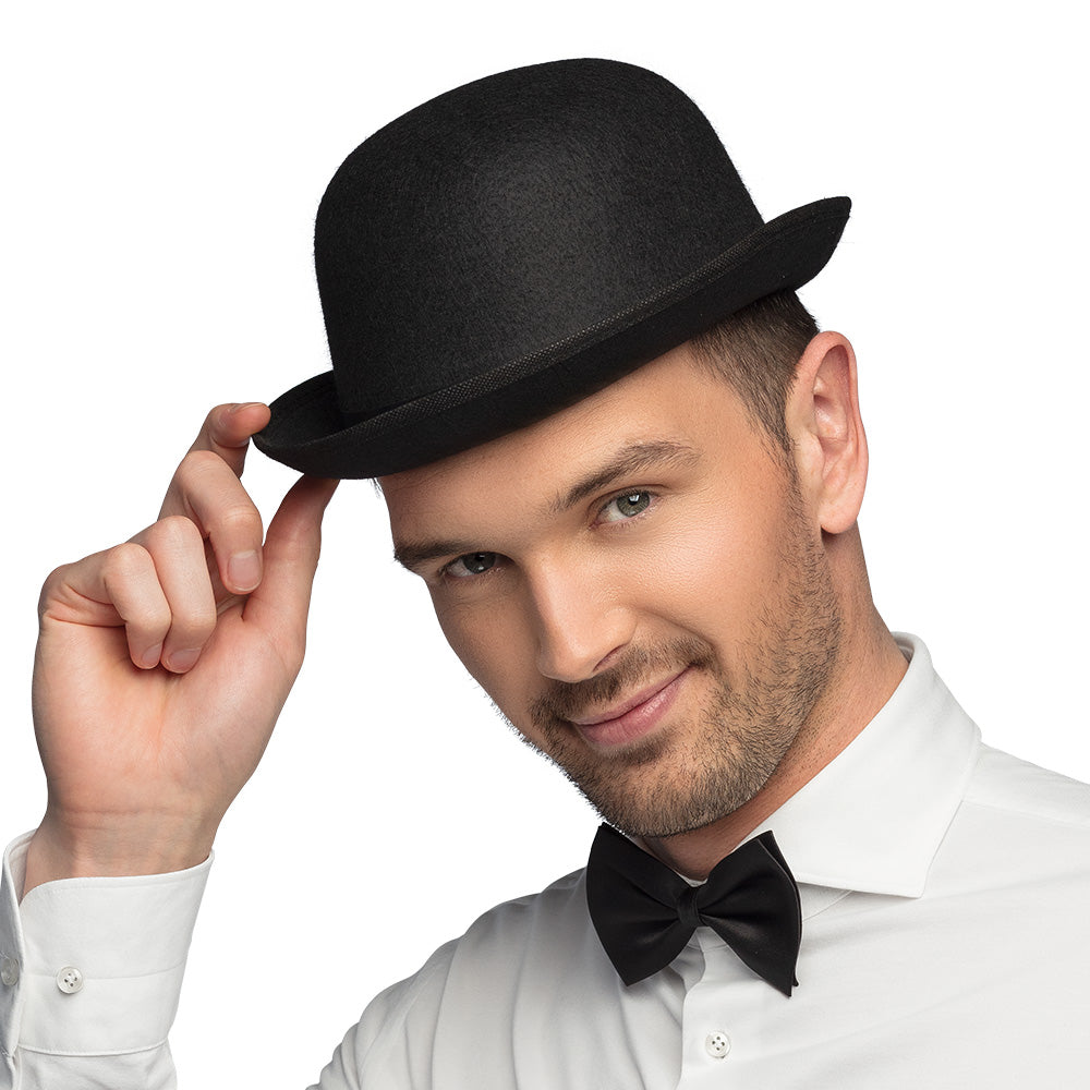 Derby bowler hat – a classic black hat for gentlemen's costumes, carnivals &amp; theatre.