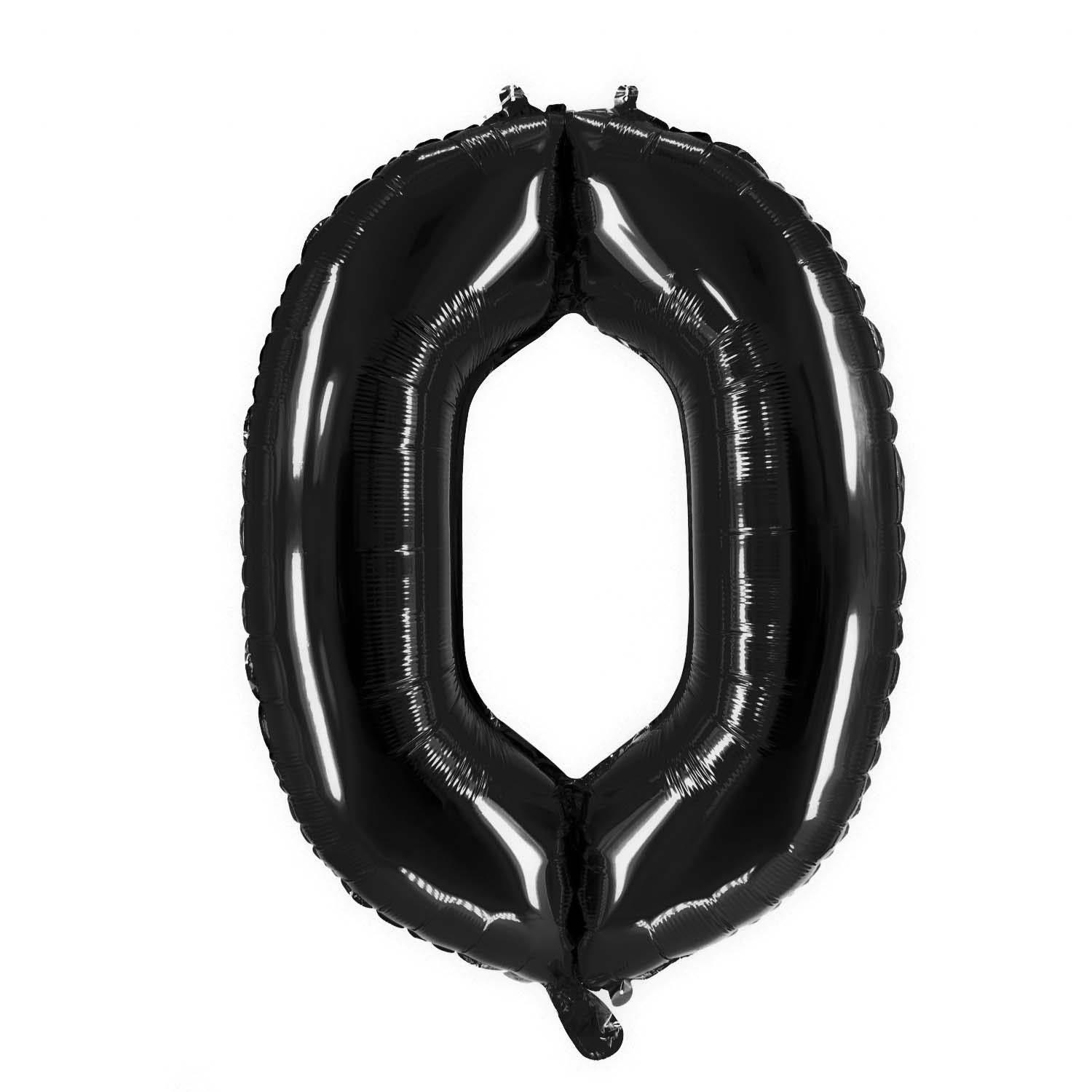 Foil balloons, number balloon, black, 100 cm, numbers 0 to 9, glossy 15