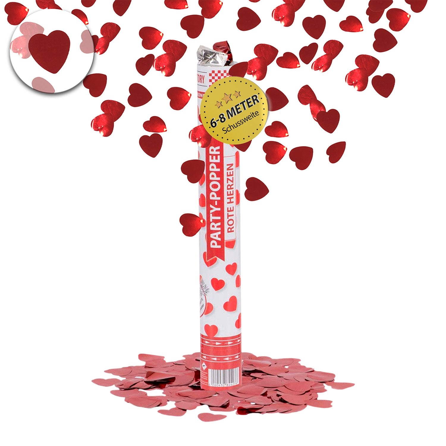 Party Popper 40cm Red Hearts