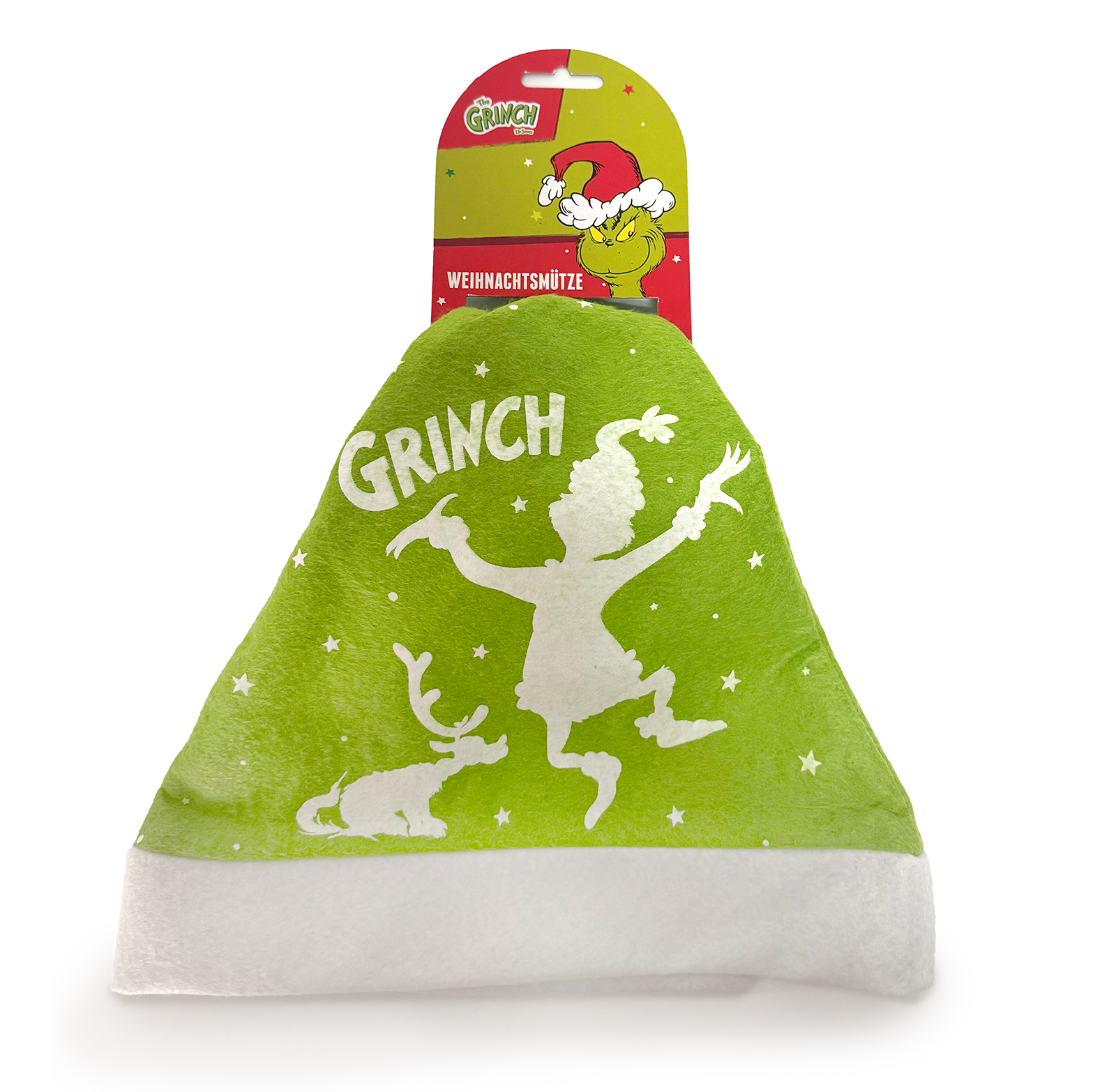 The Grinch Weihnachtsmütze – grün-weiße Mütze 30 × 42 cm Polyester