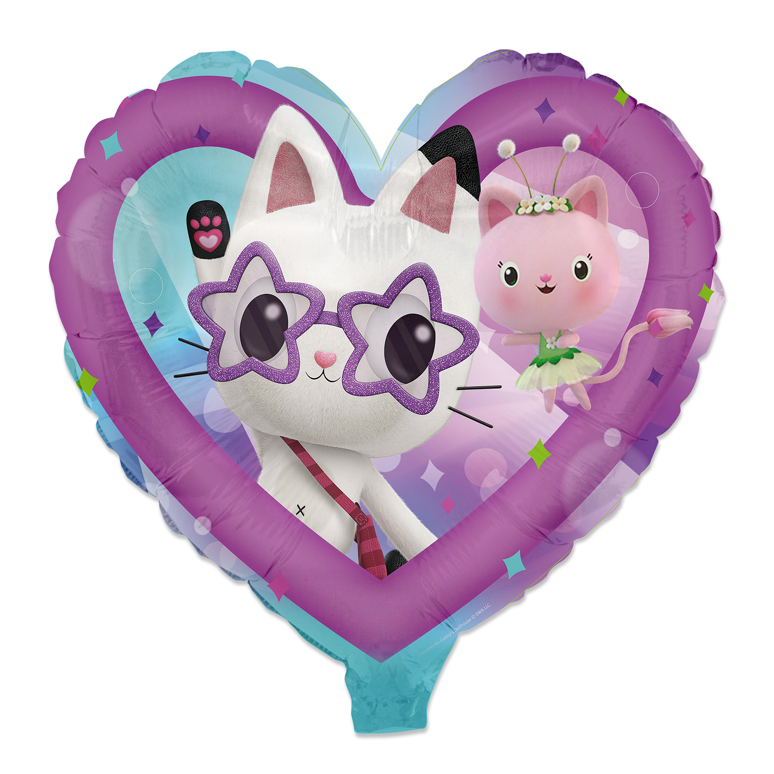 Gabby's Dollhouse Folienballon Herz 45 cm – Pandy Paws & Mercat Motiv