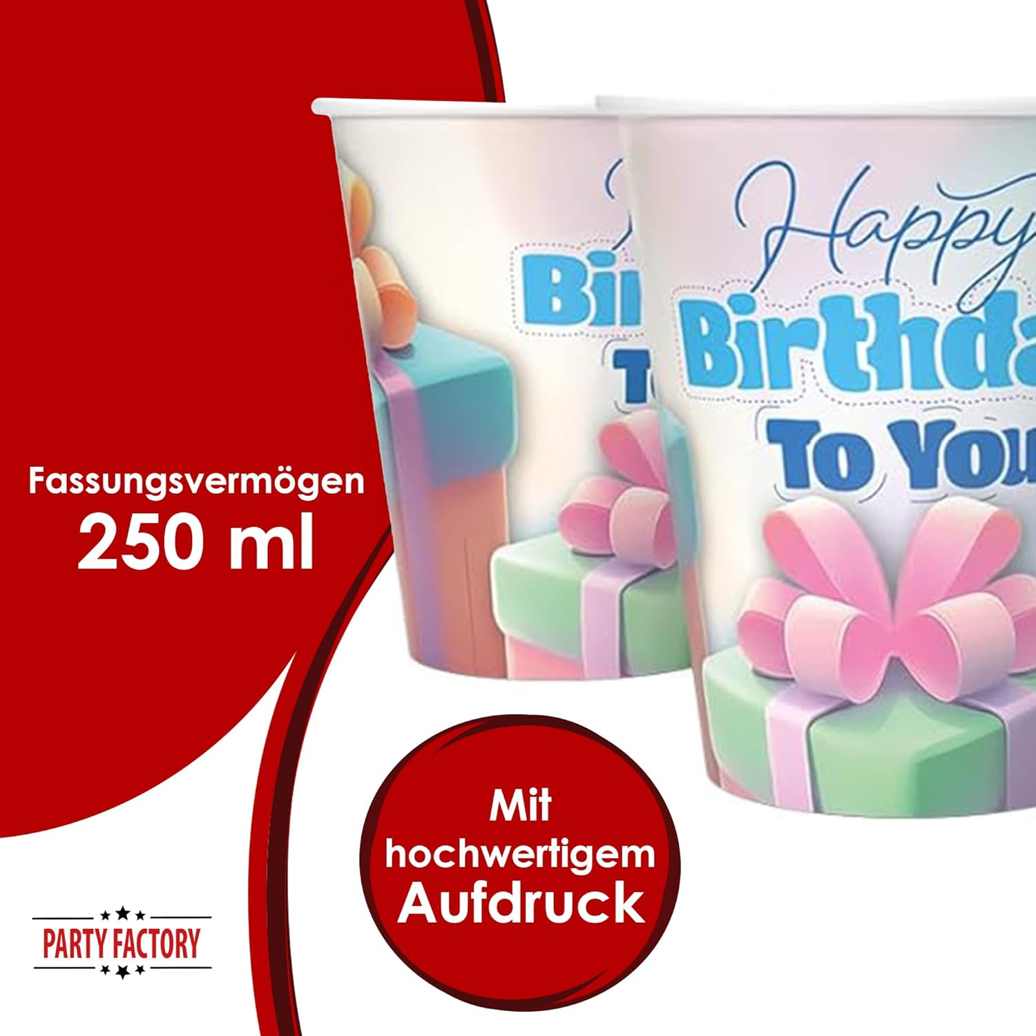 Becher Happy Birthday Pastell 8er-Pack 250 ml 11