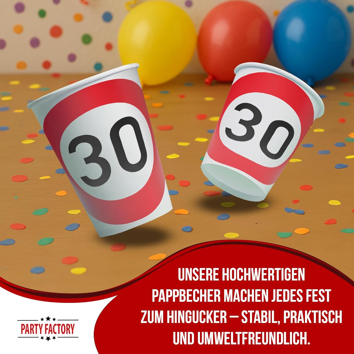 Happy Birthday 30 Mugs – Pack of 8, 250 ml, Party Decoration for a 30th Birthday 3