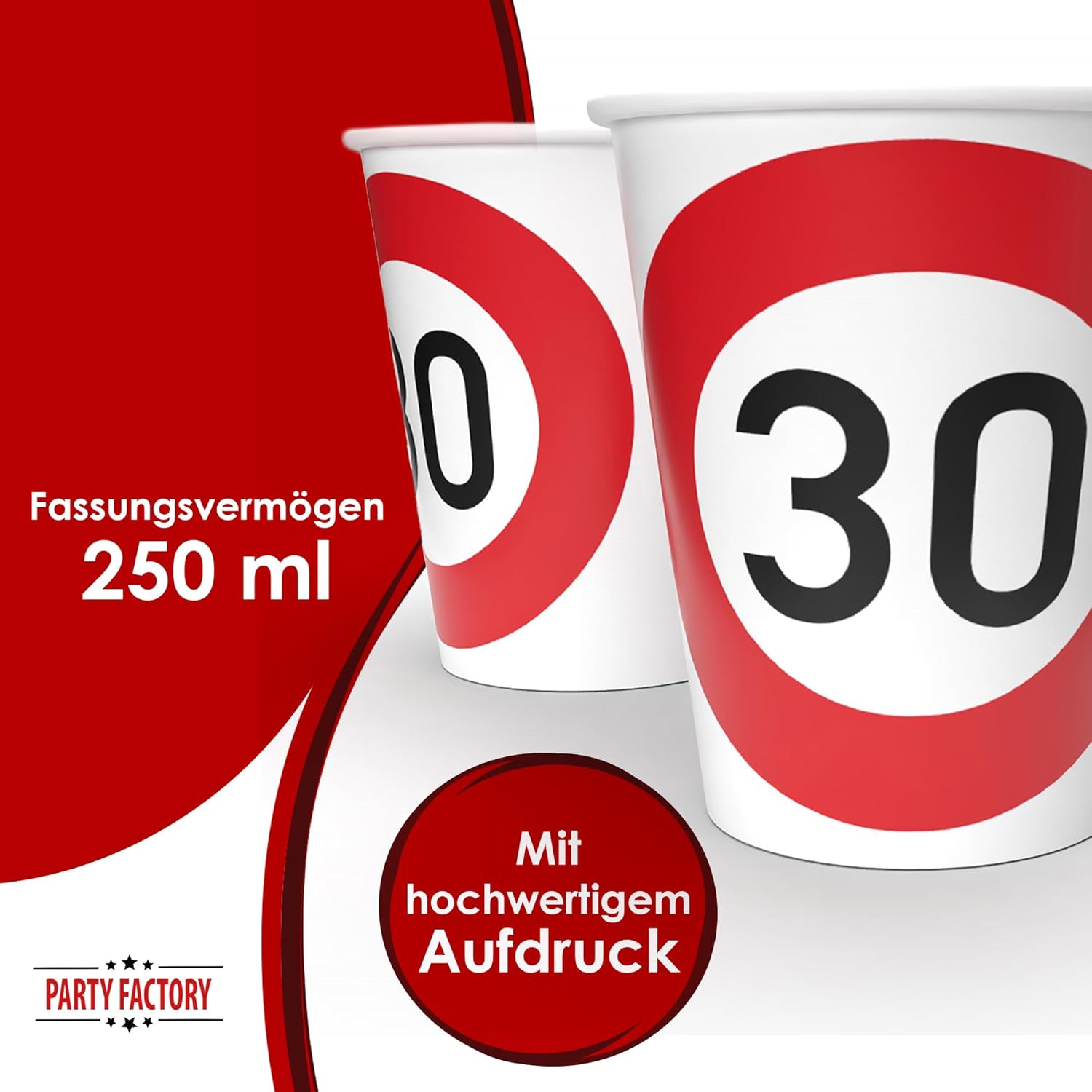 Happy Birthday 30 Mugs – Pack of 8, 250 ml, Party Decoration for a 30th Birthday 4