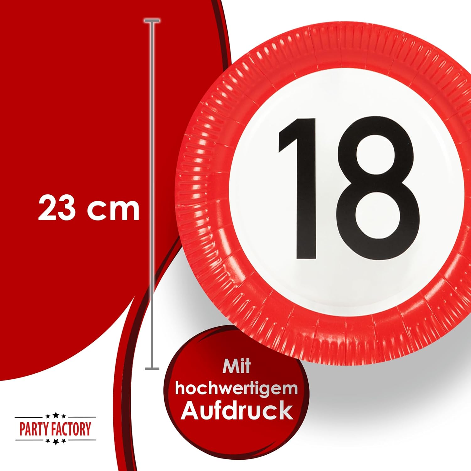 Happy Birthday 18 Teller 8er-Pack Ø 23 cm elegante Deko zum 18. Geburtstag 2