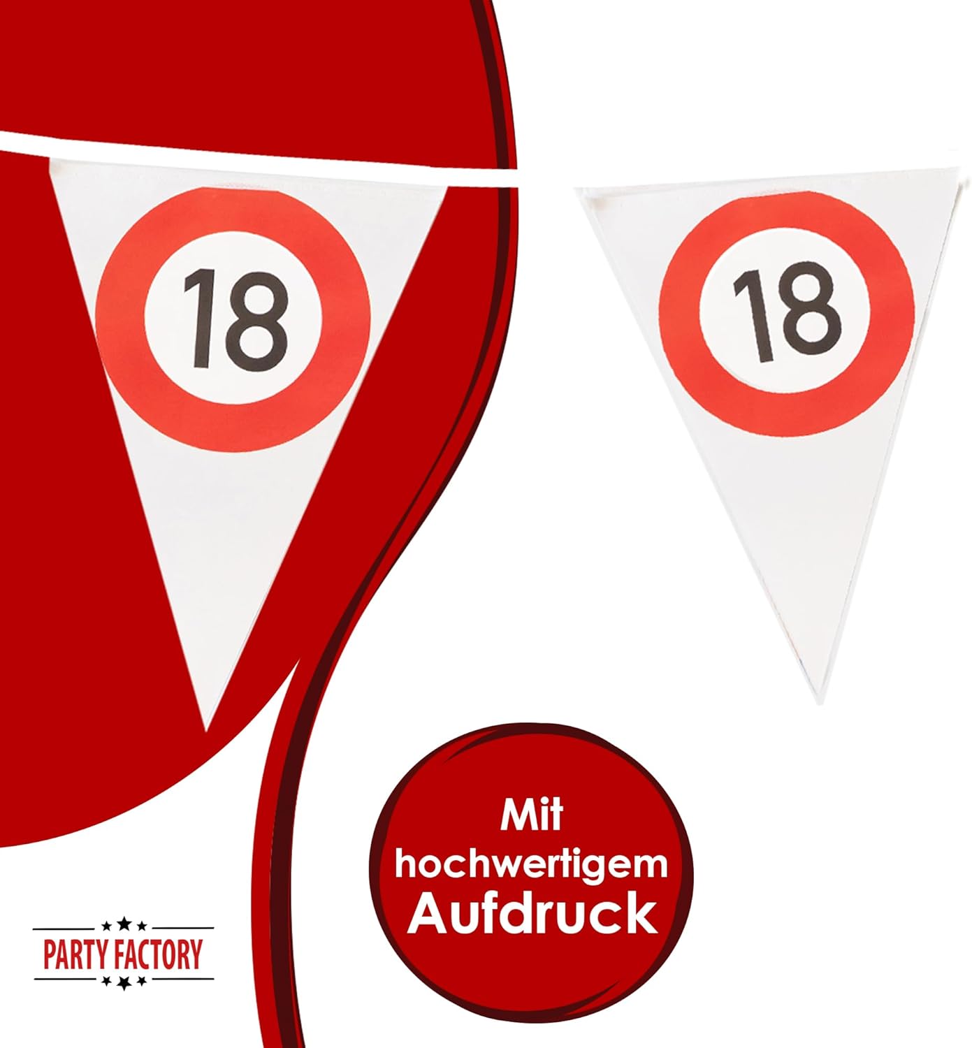 Happy Birthday pennant banner 18 4–5 m – stylish decoration for the 18th birthday 4