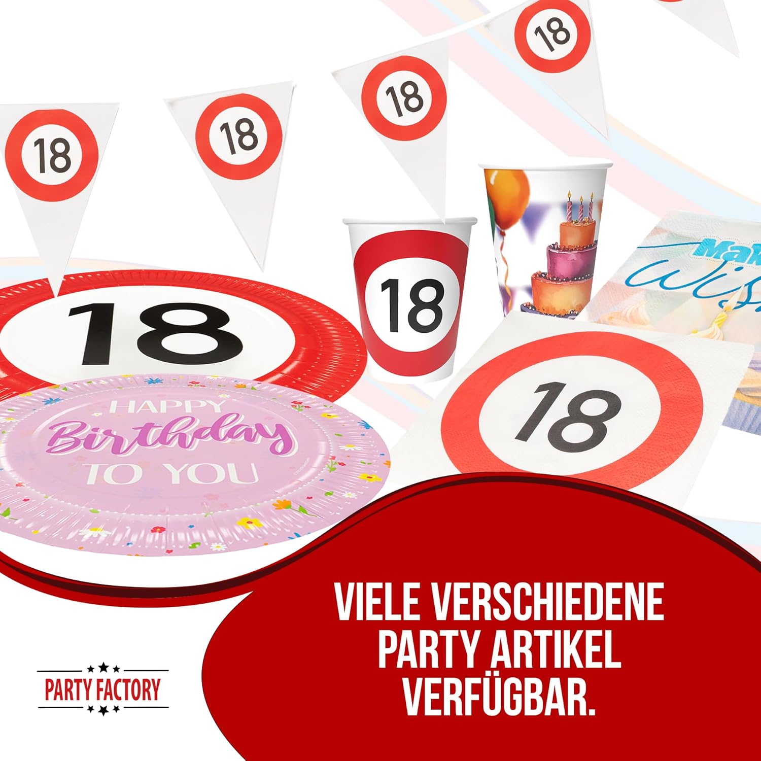 Happy Birthday pennant banner 18 4–5 m – stylish decoration for the 18th birthday 5