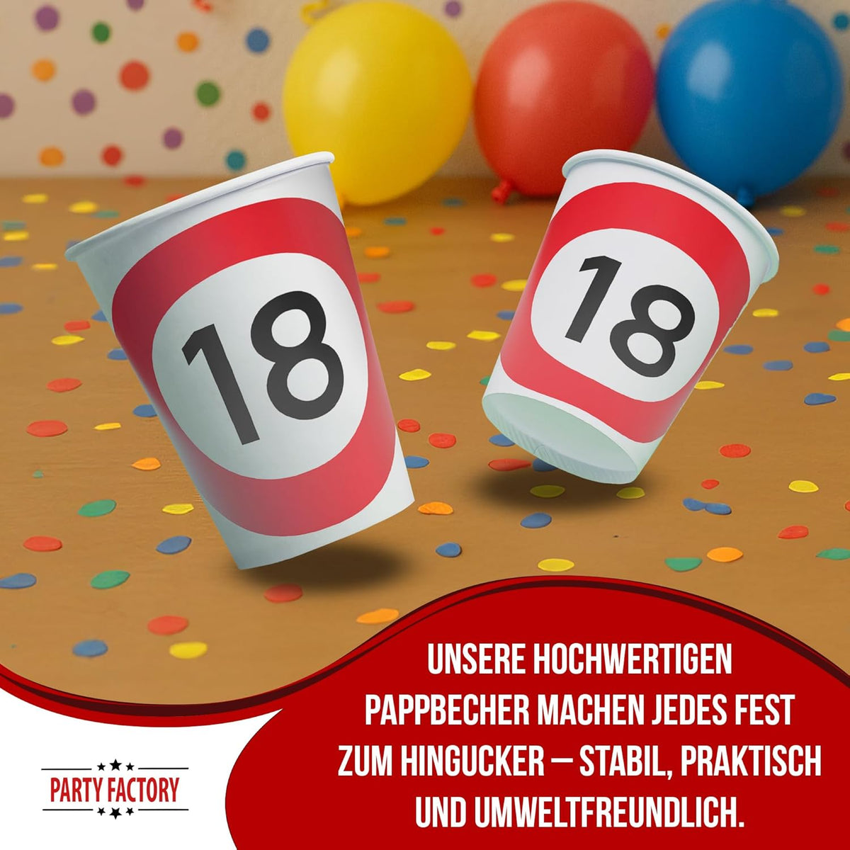 Becher Happy Birthday 18 8er-Pack 250  ml 3