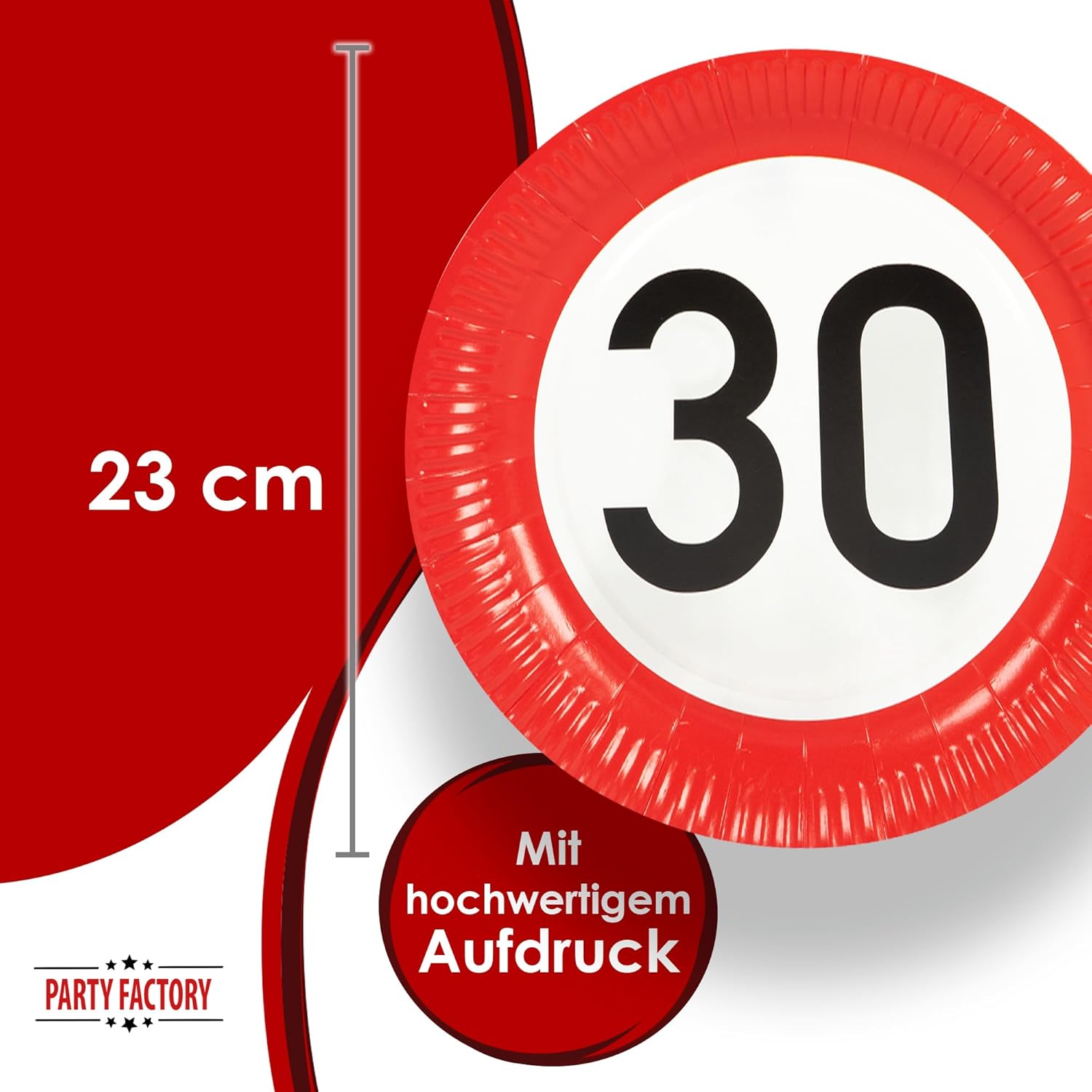 Happy Birthday 30 Teller 8er-Pack Ø 23 cm edle Pappteller zum 30. Geburtstag 2