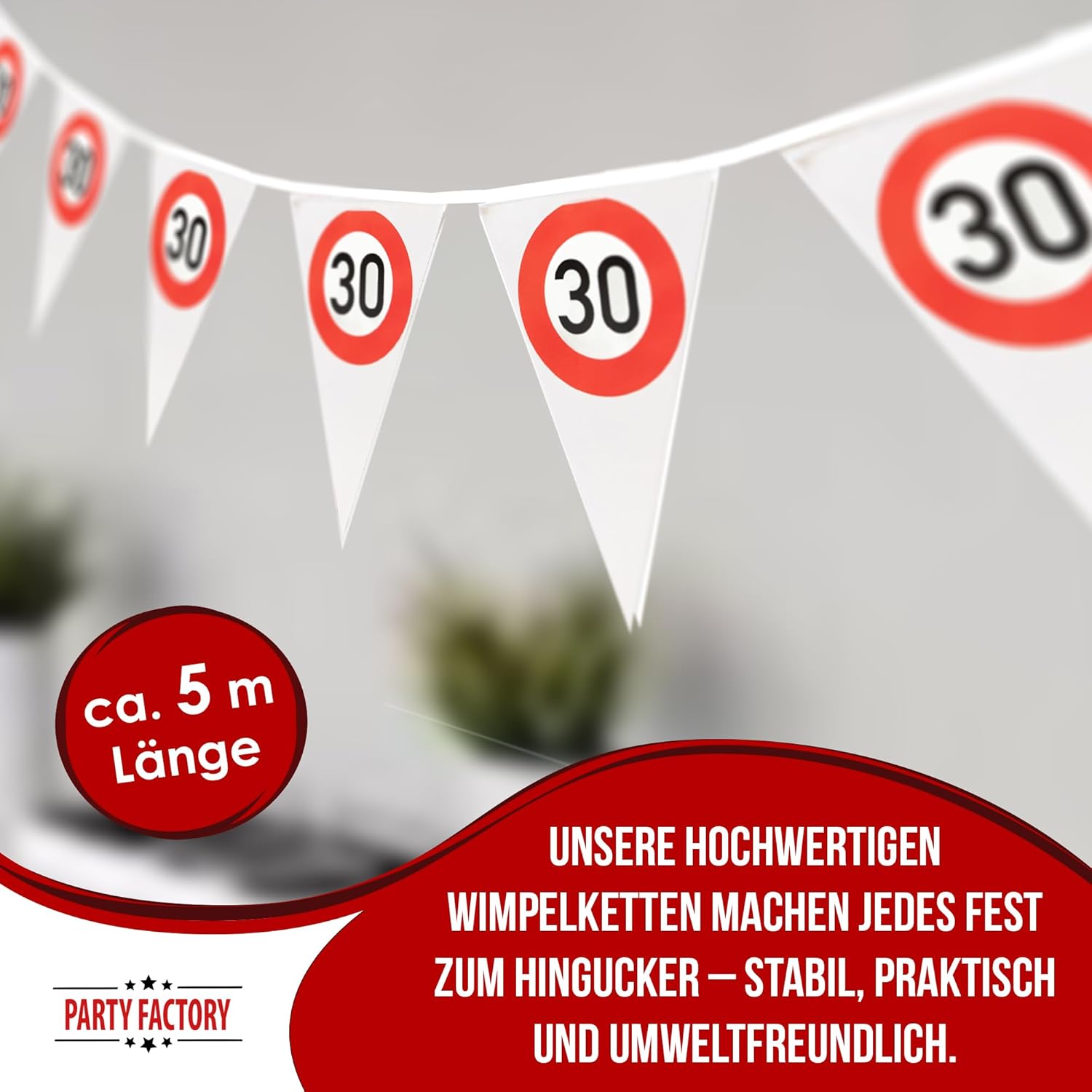 Happy Birthday pennant banner 30 4-5 m – stylish decoration for a 30th birthday 3