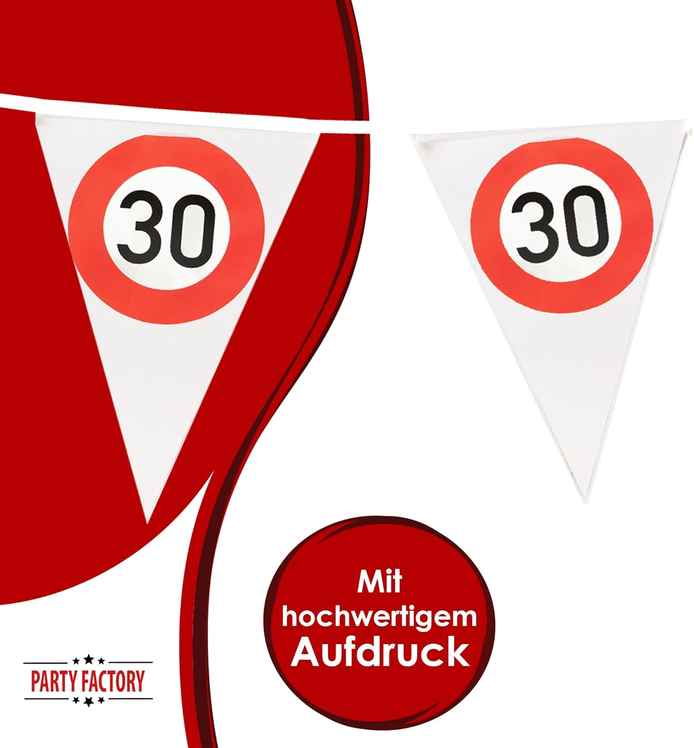Happy Birthday pennant banner 30 4-5 m – stylish decoration for a 30th birthday 4