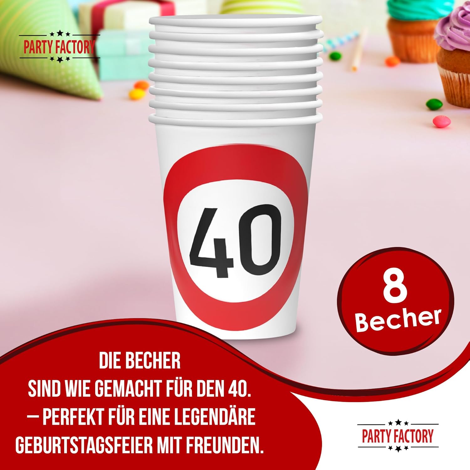 Happy Birthday 40 mugs – pack of 8, 250 ml, elegant decoration for a 40th birthday 2