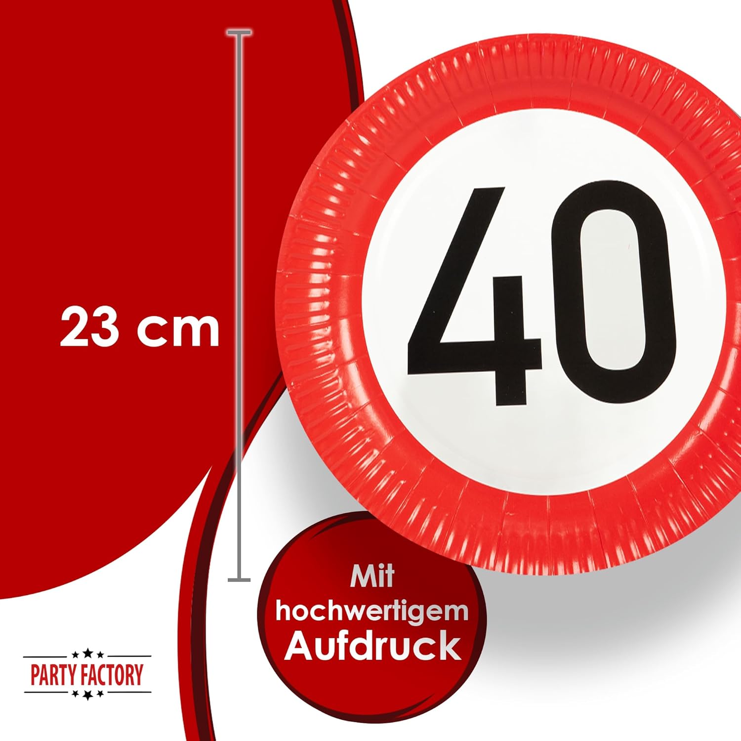 Happy Birthday 40 Teller 8er-Pack Ø 23 cm edle Deko für den 40. Geburtstag 4