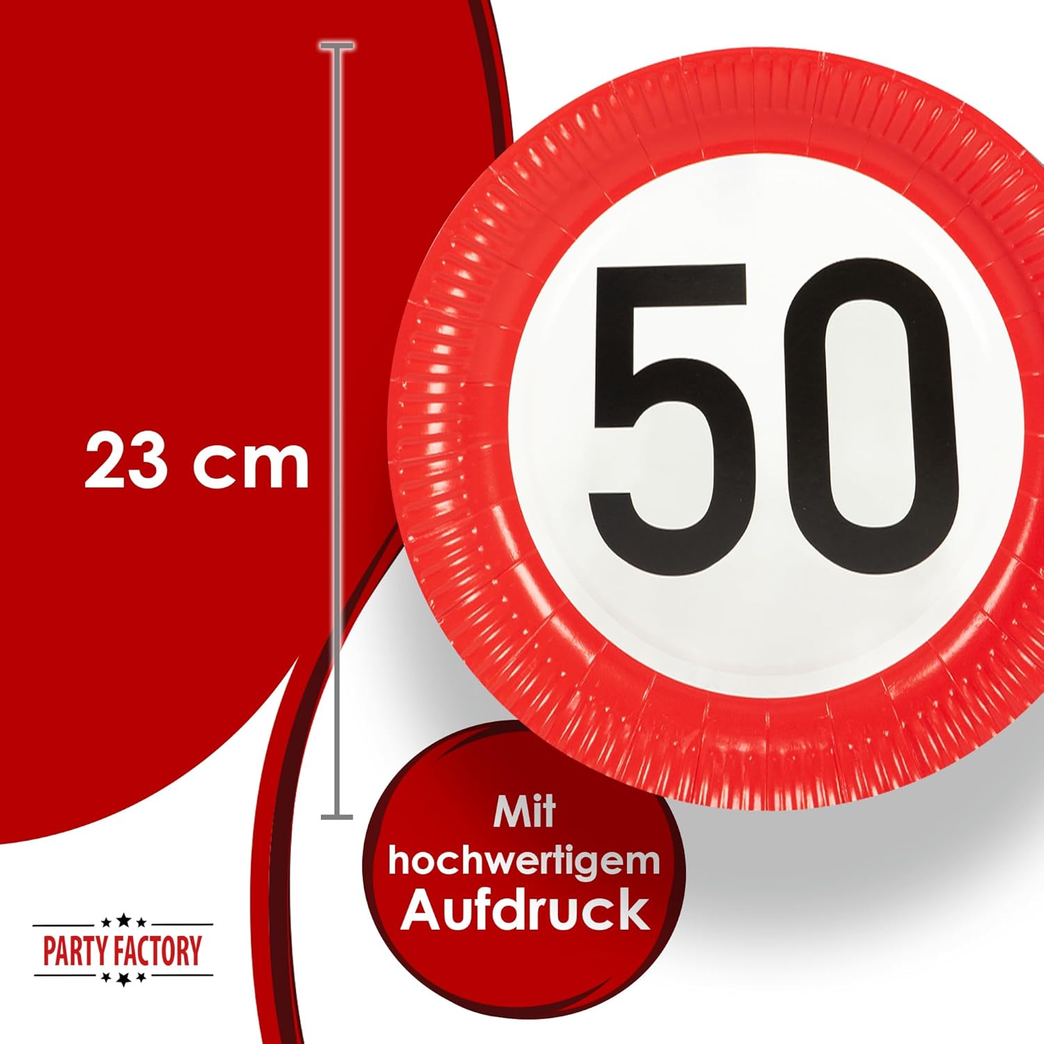 Happy Birthday 50 Teller – 8er-Pack, Ø 23cm, Deko für den 50. Geburtstag 2