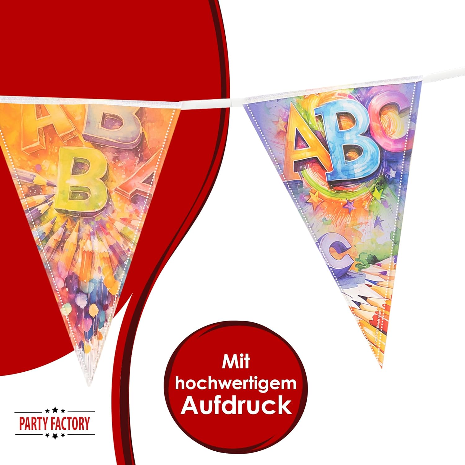 Back to School pennant banner 4-5 m – neutral decoration for starting school &amp; first day of school 4