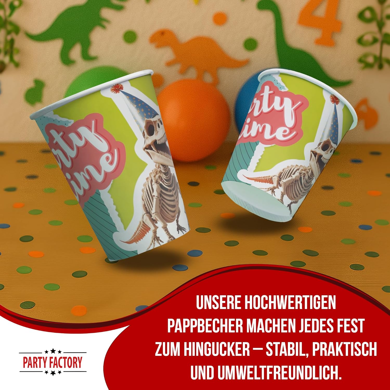 Becher Dino Skelett 8er-Pack 250  ml 10