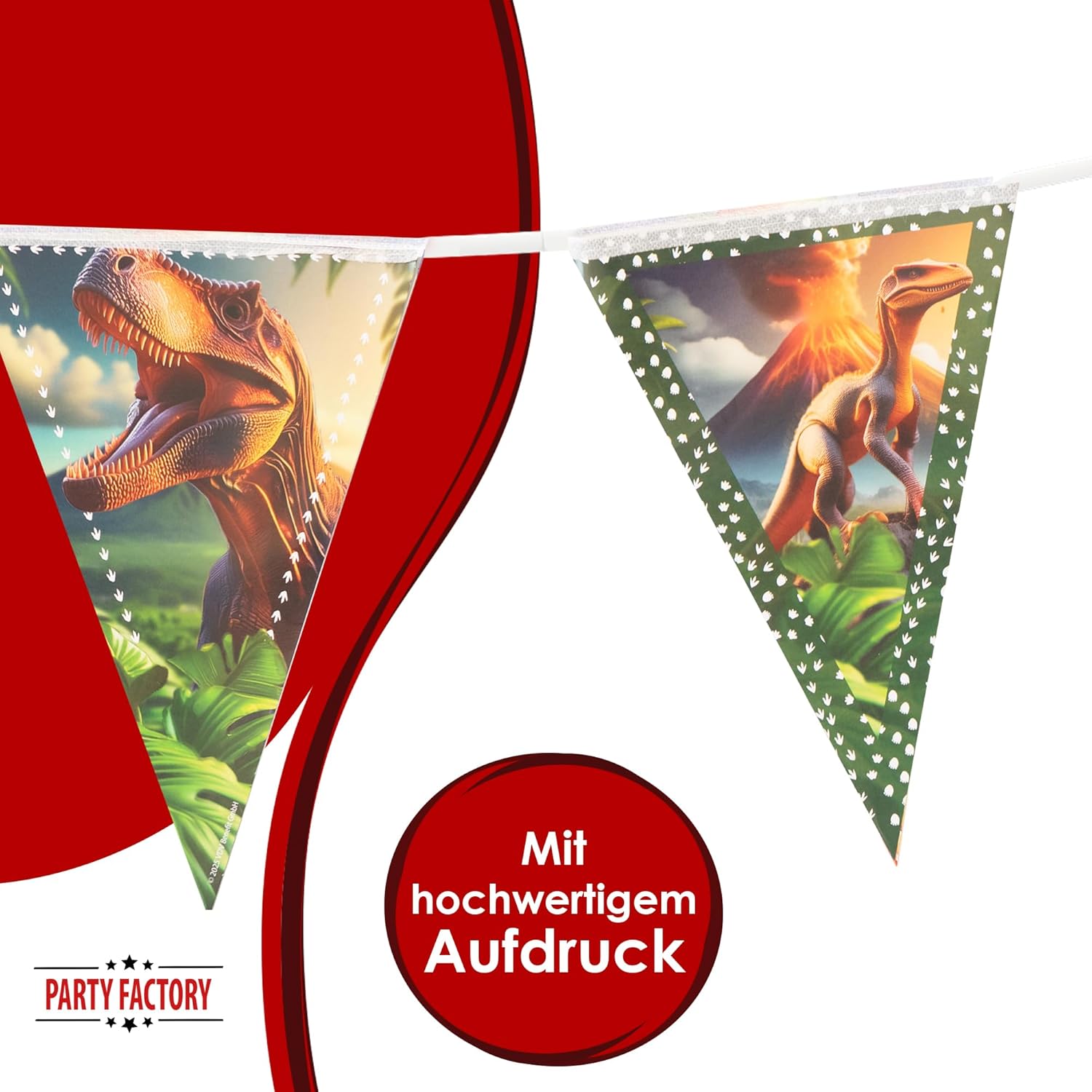 Dinosaur pennant banner 4-5 m – realistic dinosaur decoration for children's birthdays 4