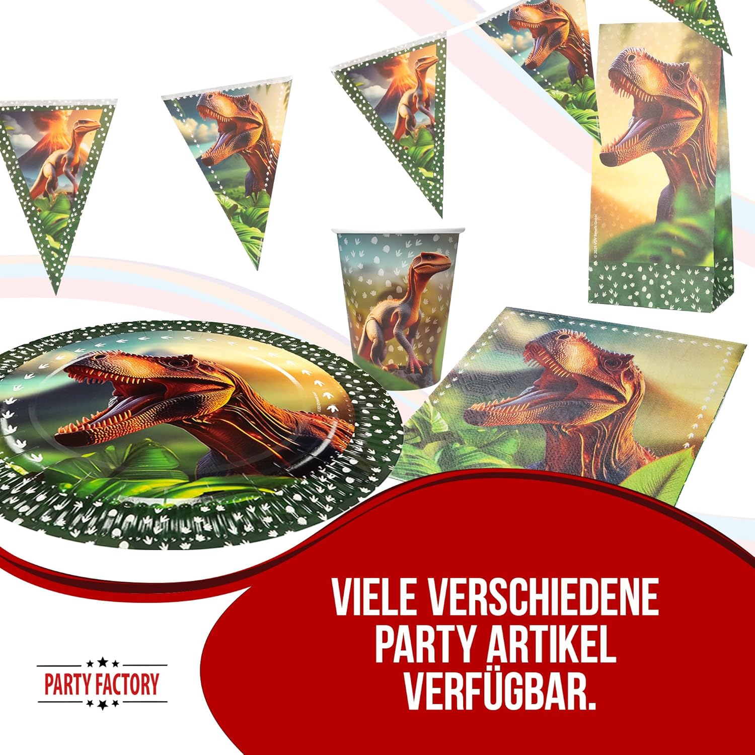 Dinosaur pennant banner 4-5 m – realistic dinosaur decoration for children's birthdays 5