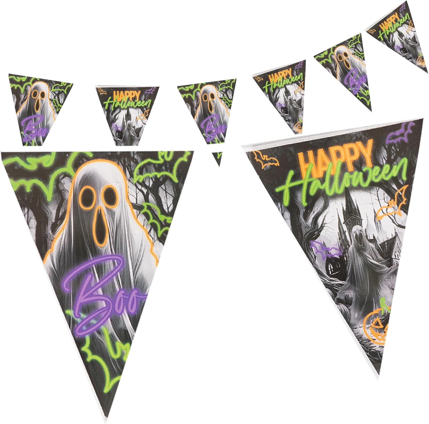 Halloween pennant banner neon 4-5 m – luminous decoration for spooky parties