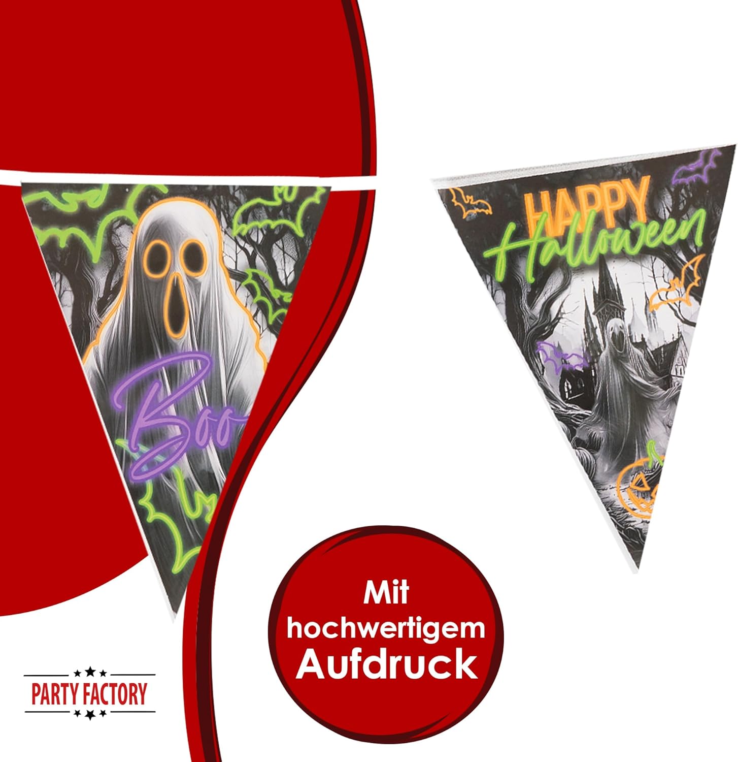 Halloween pennant banner neon 4-5 m – luminous decoration for spooky parties 4