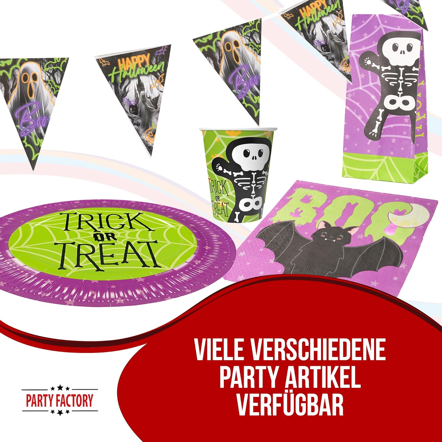 Halloween Skelett Teller – 8er-Pack, Ø 23 cm, gruselige Deko für deine Halloweenparty 5