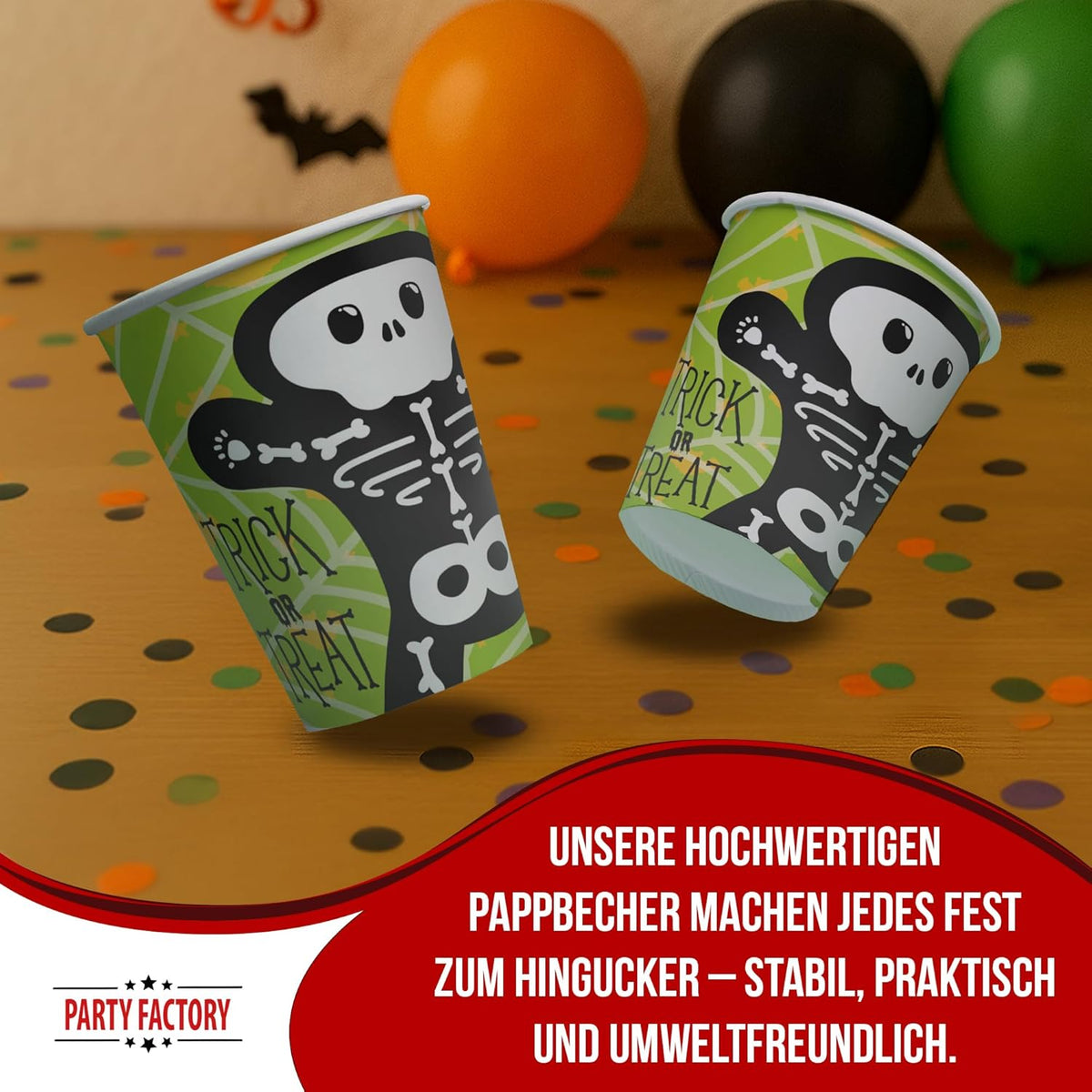 Becher Halloween Skelett Motiv 2 8er-Pack 250  ml 3